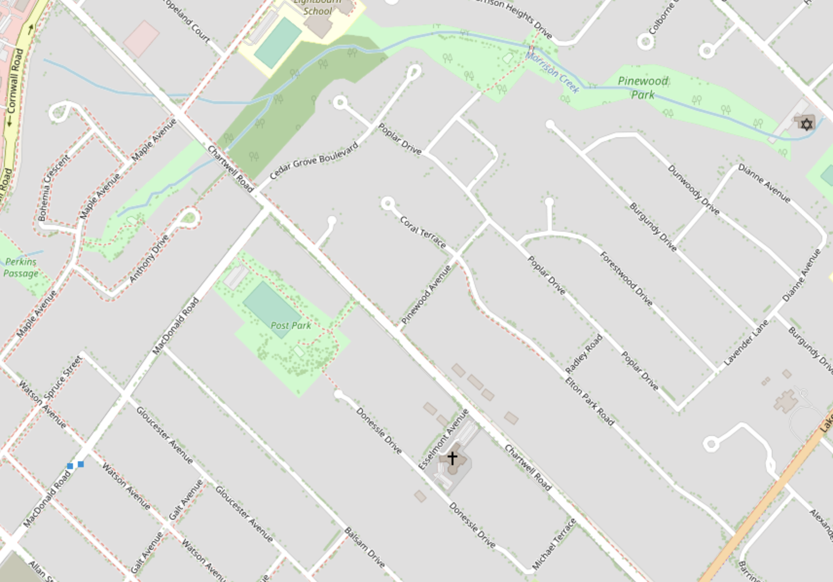 Chartwell Road and Pinewood Avenue | Openstreetmap